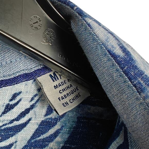 Tommy Bahama Island Zone Linen Shirt Size Medium Blue Indigo Evening Beach Aloha - Picture 5 of 13